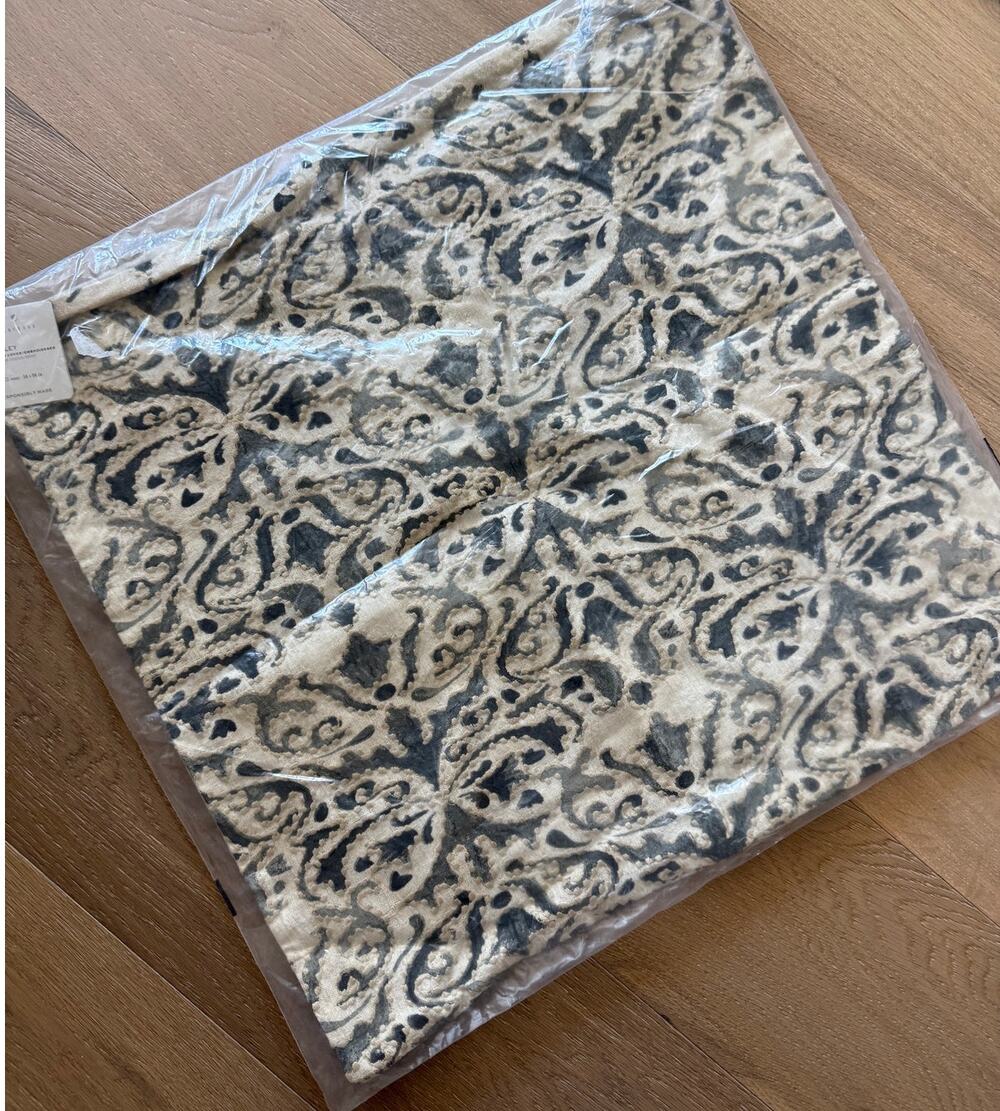 New Pottery Barn Reilley Embroidered Throw Pillow Cover 22" Square Steel Grey